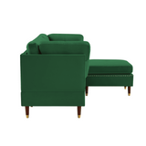 Glossy Sectional Suede Sofa Set With Ottoman - Luxe Maple