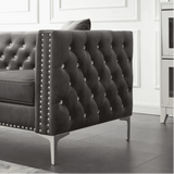 Lotus Grey Chesterfield Sectional Sofa Set - Luxe Maple
