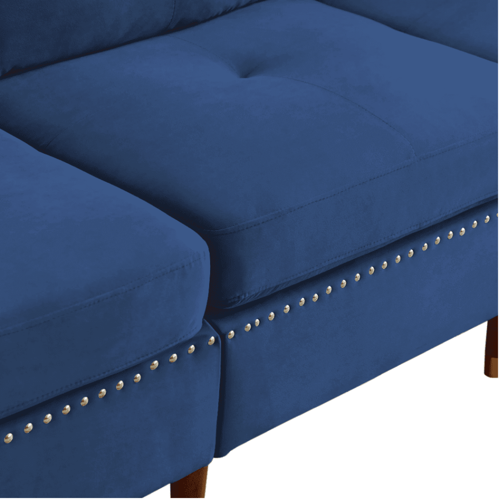 Glossy Sectional Suede Sofa Set With Ottoman - Luxe Maple
