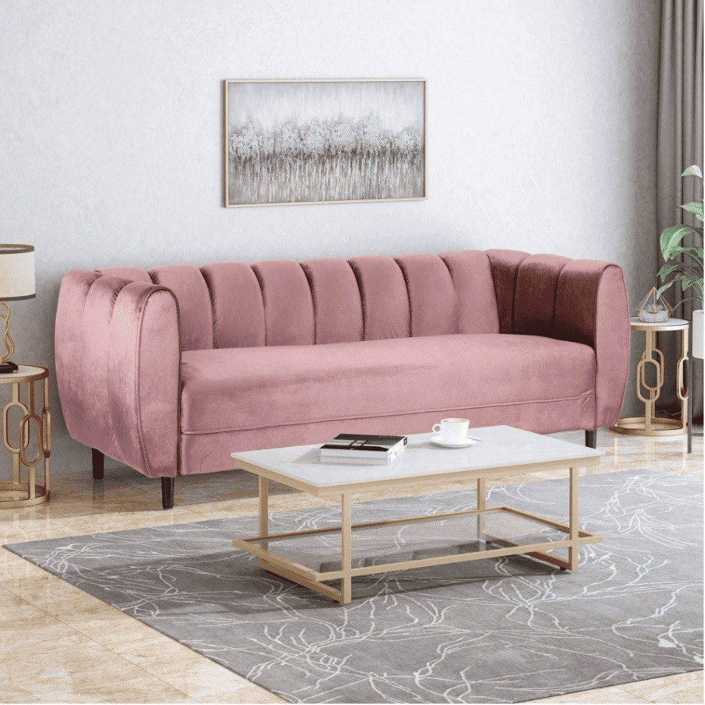 Bobran Modern Sofa Set in Suede - Luxe Maple