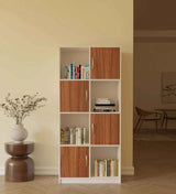 Akaya Bookshelf In White & Walnut - Luxe Maple