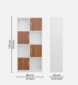 Akaya Bookshelf In White & Walnut - Luxe Maple - Luxe Maple
