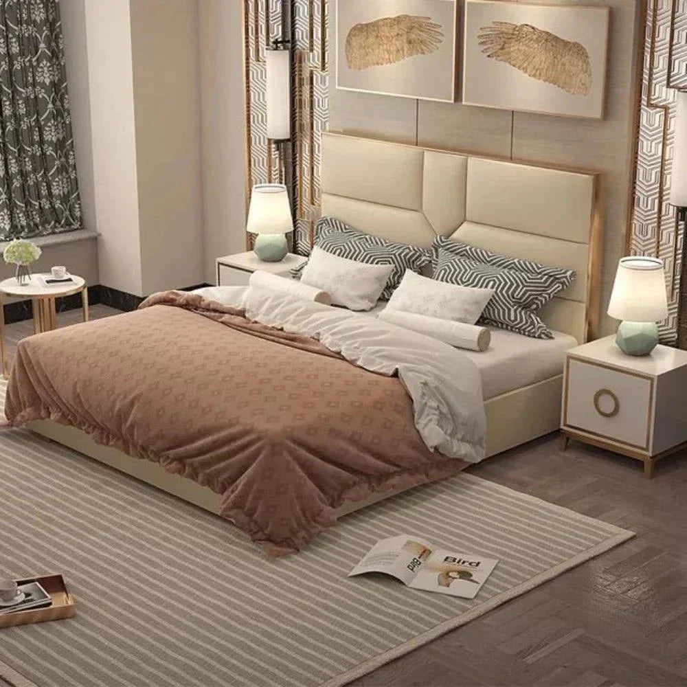 American Luxury Upholstered Bed in Suede | Premium Designer Bed - Luxe Maple
