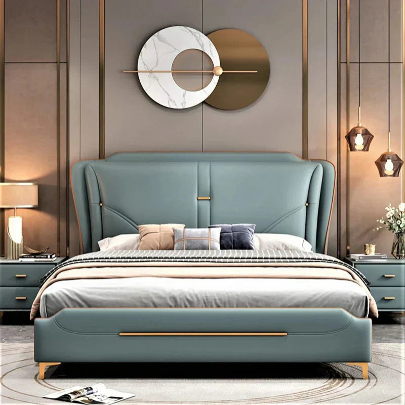 Apollo Luxury Upholstered Bed in Leatherette | Premium Bed - Luxe Maple