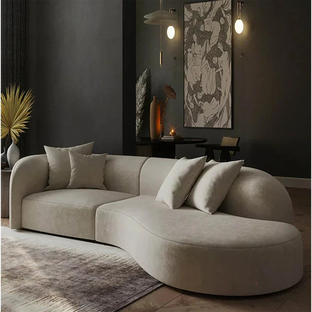 Remix Premium Upholstered Curved Sofa - Luxe Maple