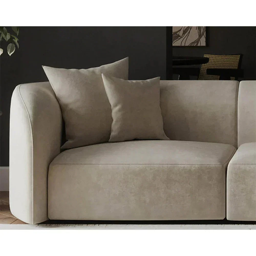 Remix Premium Upholstered Curved Sofa - Luxe Maple