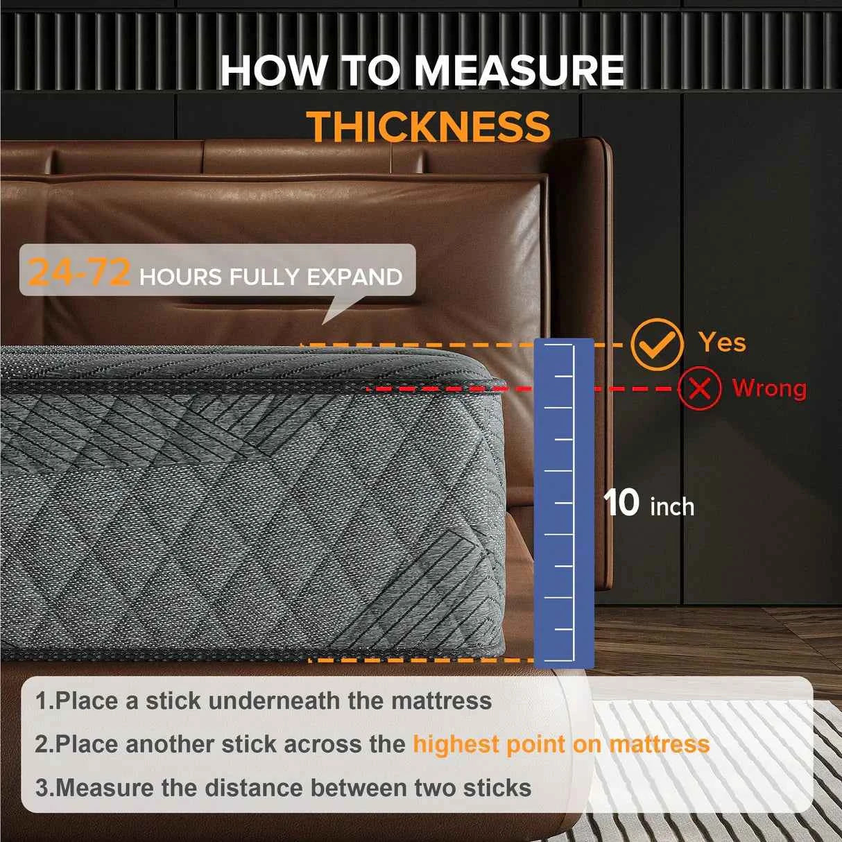 Premium Memory Foam Hybrid Mattress Cooling and Breathable By Luxe Maple - 10 Inches