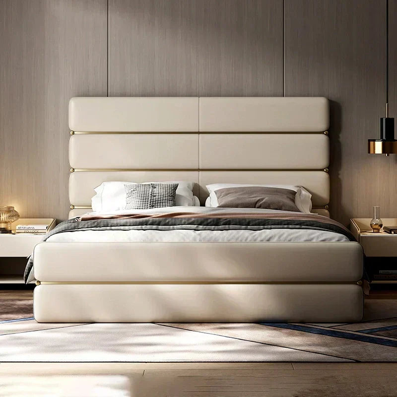 Becton Luxury Upholstered Bed in Leatherette | Premium Bed - Luxe Maple