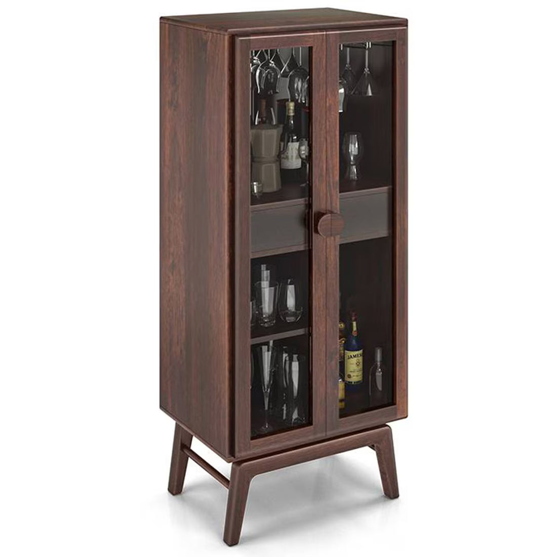 Bois Solid Wood Bar Cabinet In Walnut - Luxe Maple