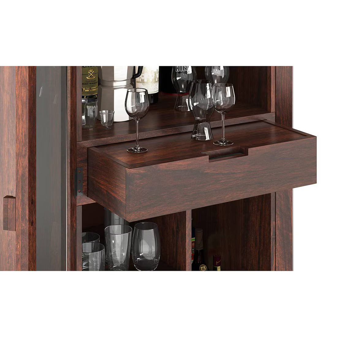 Bois Solid Wood Bar Cabinet In Walnut - Luxe Maple