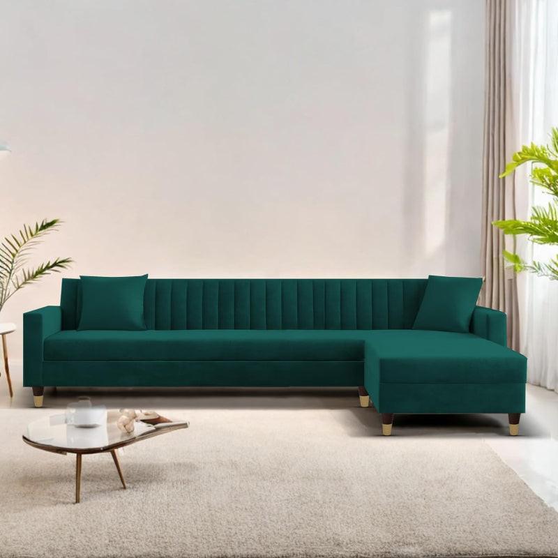 Bosco Luxury Sectional Sofa in Suede | Modern L Shape Sofa - Luxe Maple