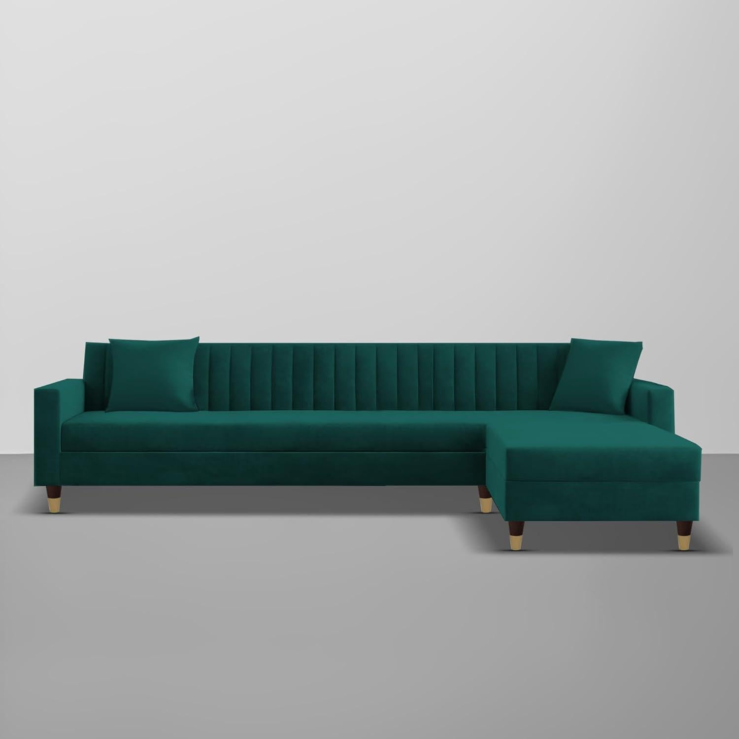 Bosco Luxury Sectional Sofa in Suede | Modern L Shape Sofa - Luxe Maple