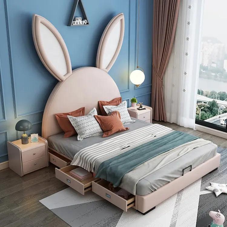 Bunny Luxury Upholstered Kids Bed in Suede | Premium Kids Bed - Luxe Maple