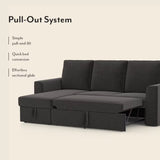 Casper Sectional Sofa Cum Bed In Grey Suede - Luxe Maple