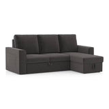 Casper Sectional Sofa Cum Bed In Grey Suede - Luxe Maple