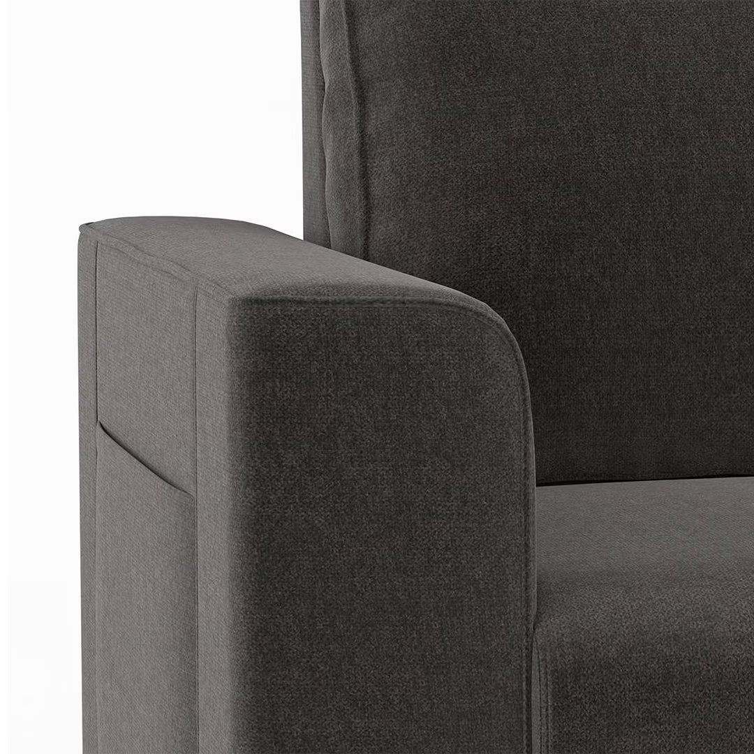 Casper Sectional Sofa Cum Bed In Grey Suede - Luxe Maple