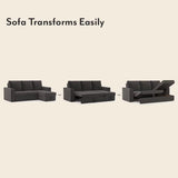 Casper Sectional Sofa Cum Bed In Grey Suede - Luxe Maple