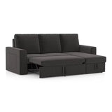 Casper Sectional Sofa Cum Bed In Grey Suede - Luxe Maple