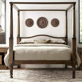 Mid Century Solid Wood Luxury Poster Bed in Dark Brown