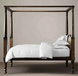 Mid Century Solid Wood Luxury Poster Bed in Dark Brown
