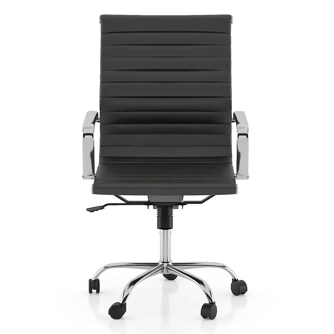 Charley Leatherette Study Chair In Black - Luxe Maple