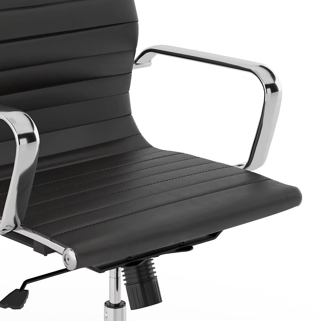 Charley Leatherette Study Chair In Black - Luxe Maple