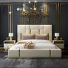 Donald Upholstered Bed In Leatherette - Luxe Maple