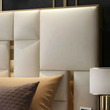 Donald Upholstered Bed In Leatherette - Luxe Maple