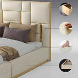 Donald Upholstered Bed In Leatherette - Luxe Maple