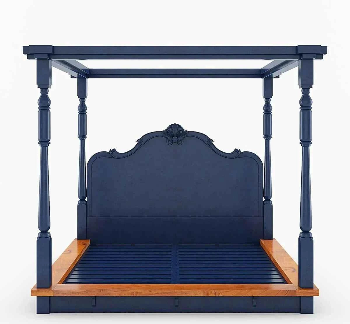 Florance Solid Wood Luxury Poster Bed in Honey Teak