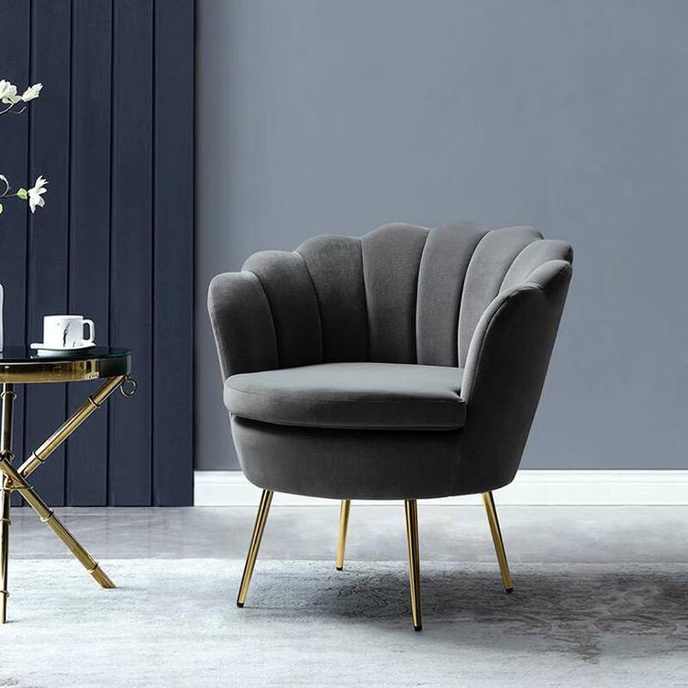 Flower Accent Chair In Suede - Luxe Maple