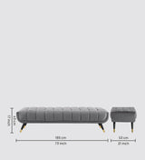 Foster Straight Bench in Grey Suede- Luxe Maple - Luxe Maple