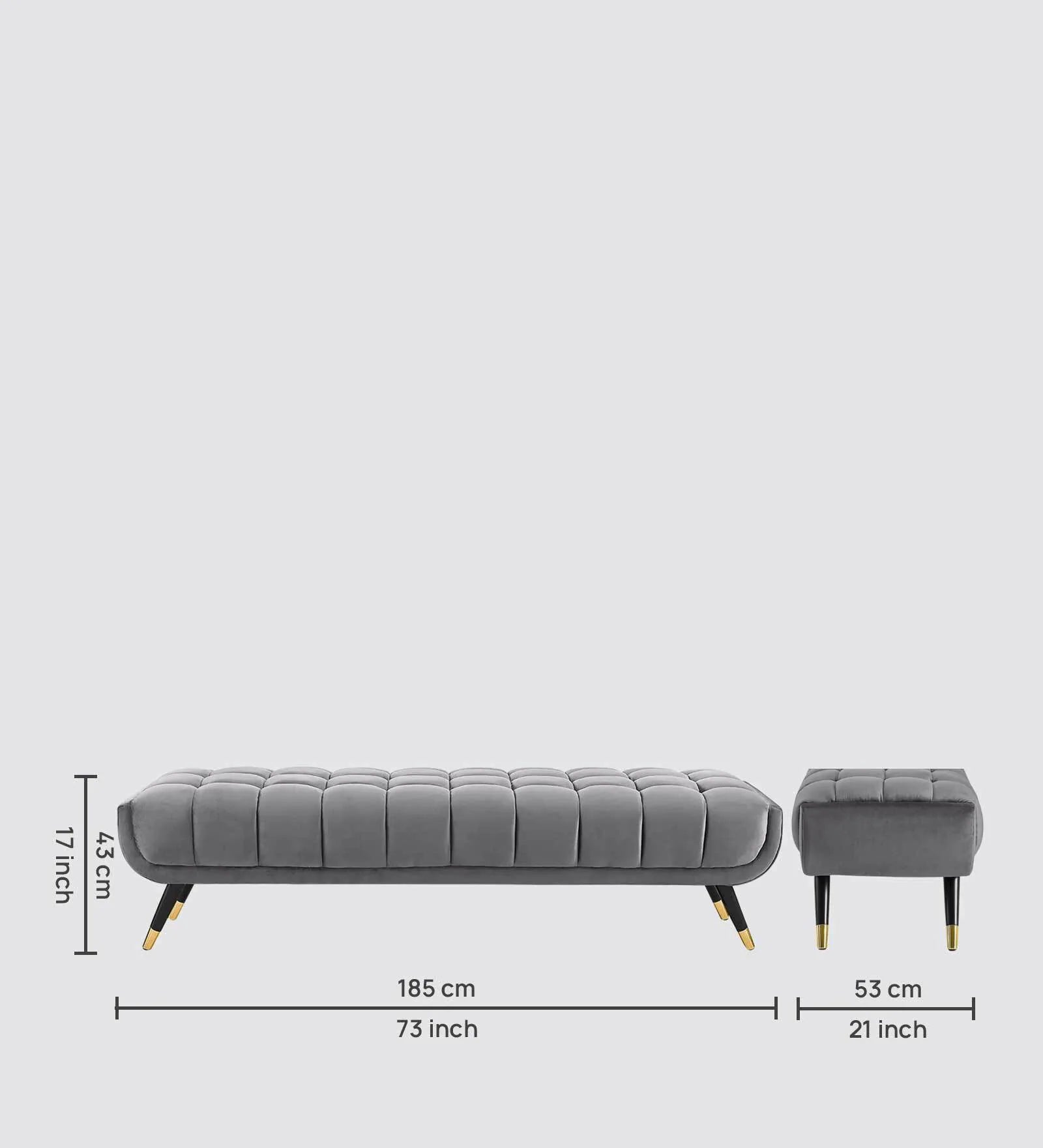 Foster Straight Bench in Grey Suede- Luxe Maple - Luxe Maple