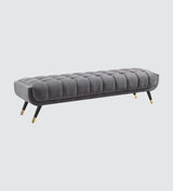 Foster Straight Bench in Grey Suede- Luxe Maple - Luxe Maple