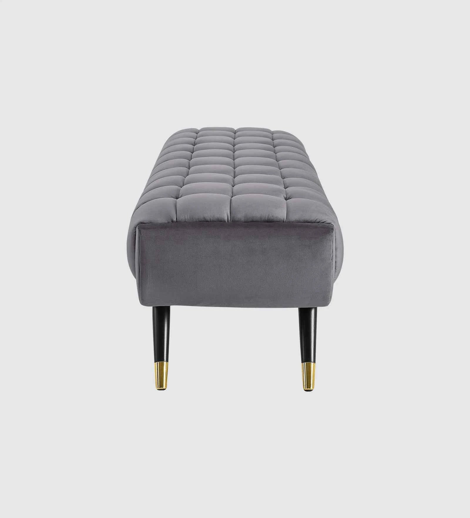 Foster Straight Bench in Grey Suede- Luxe Maple