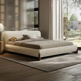 Grande Premium Upholstered Bed Without Storage | Brooklyn Fabric - Luxe Maple