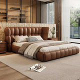 Grandeur Premium Upholstered Bed in Leatherette | Premium Bed - Luxe Maple