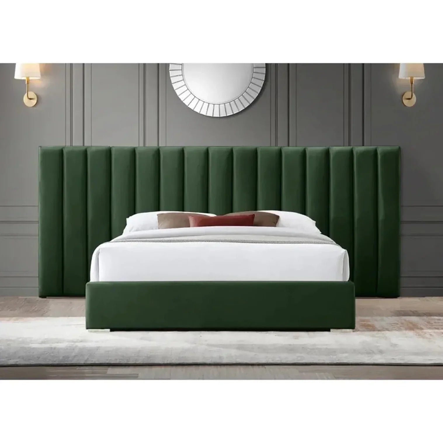 Longline Premium Upholstered Bed In Suede - Luxe Maple