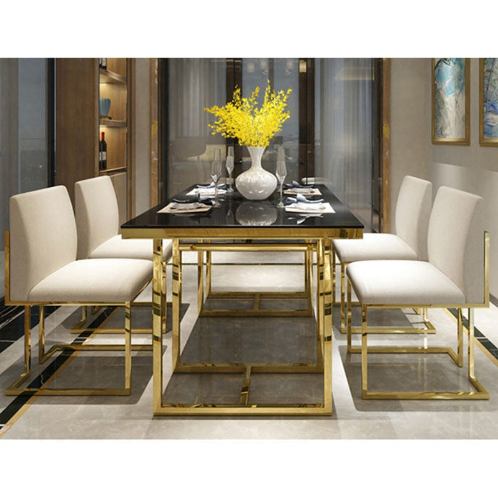 London Luxury Dining Table in Suede - Luxe Maple