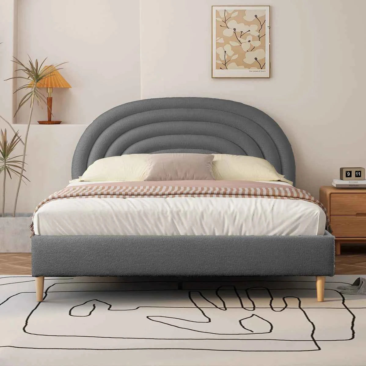 Hero Upholstered Non Storage Bed In Brooklyn - Luxe Maple