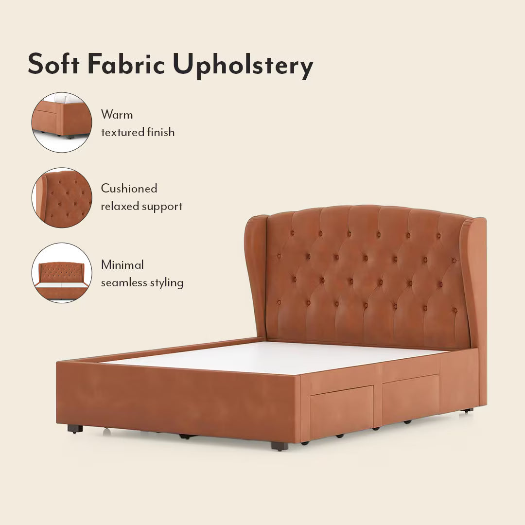 Homely Upholstered Beds In Leatherette - Luxe Maple
