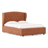 Homely Upholstered Beds In Leatherette - Luxe Maple