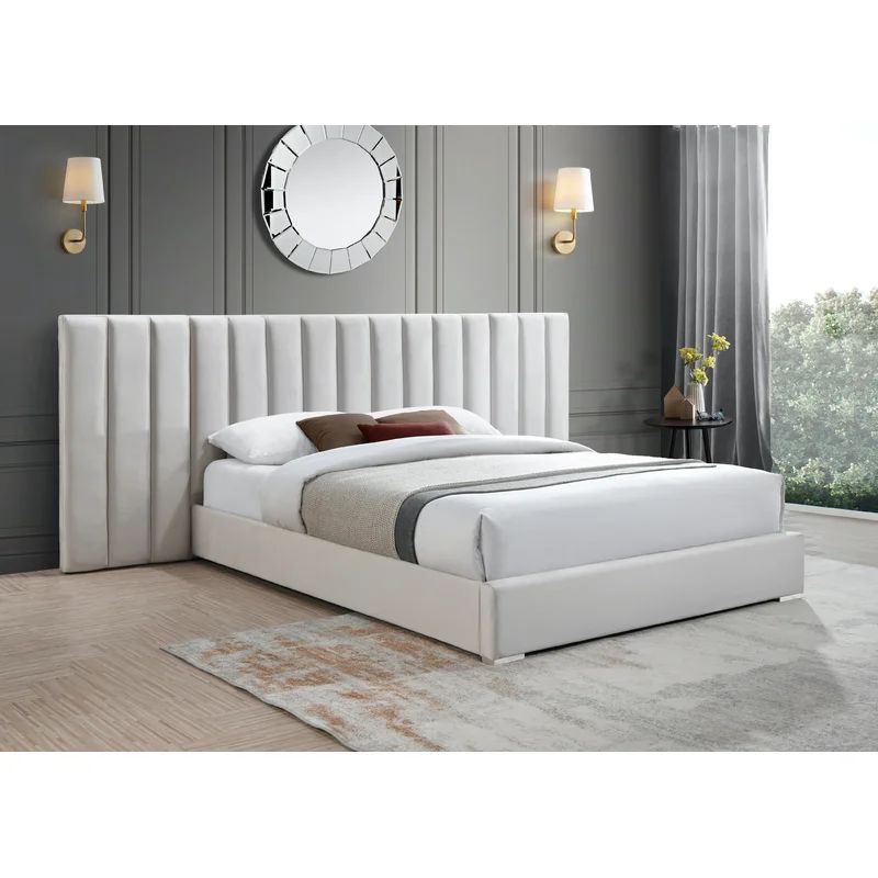 Longline Premium Upholstered Bed In Suede - Luxe Maple