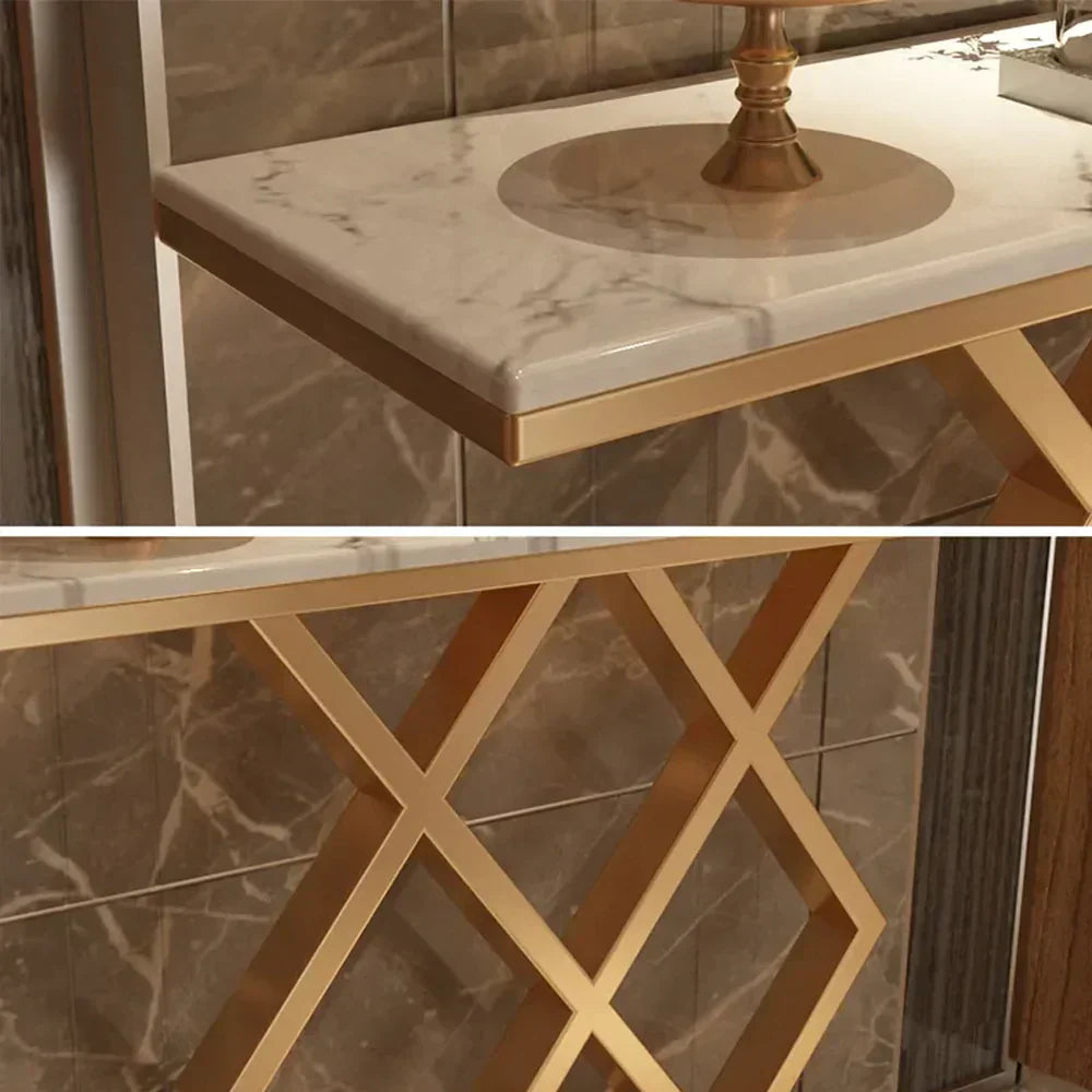 Lucfier Golden Console Table - Stainless Steel - Luxe Maple