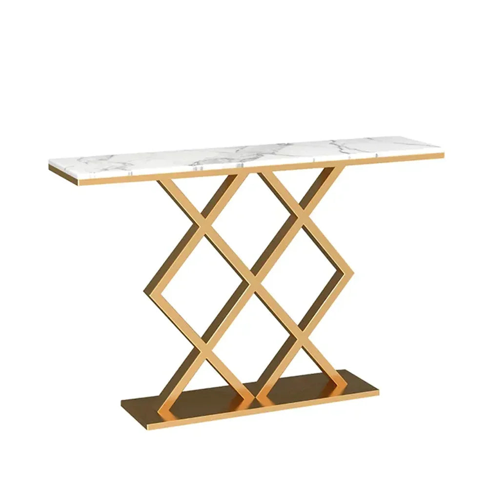 Lucfier Golden Console Table - Stainless Steel - Luxe Maple