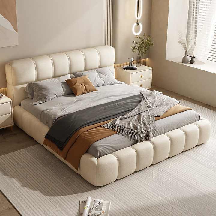 Inox Upholstered Bed In Suede - Luxe Maple - Luxe Maple