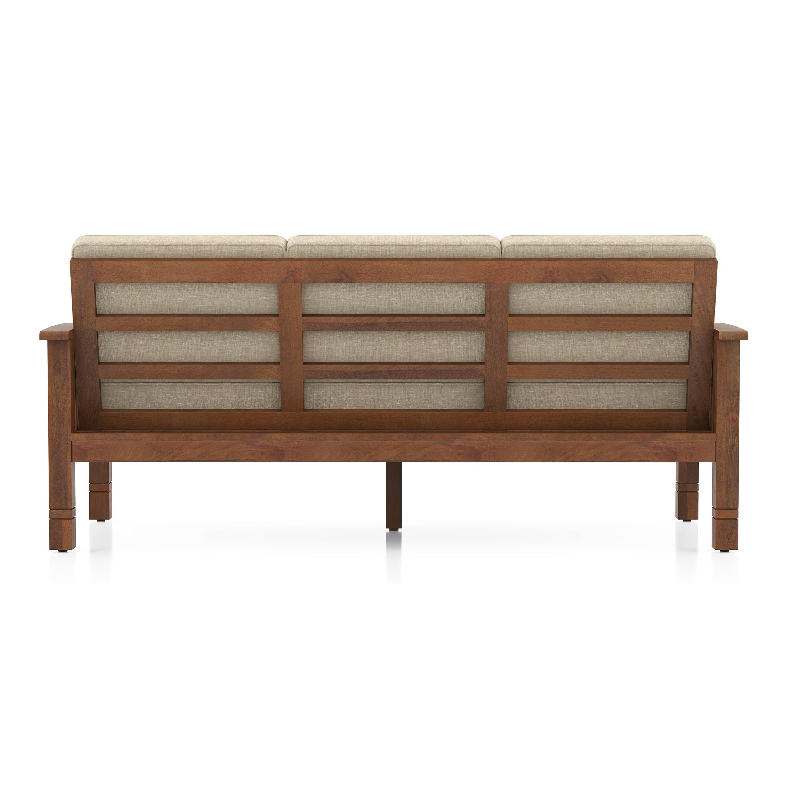 Jackson Wooden Sofa Set in Beige Suede - Luxe Maple - Luxe Maple