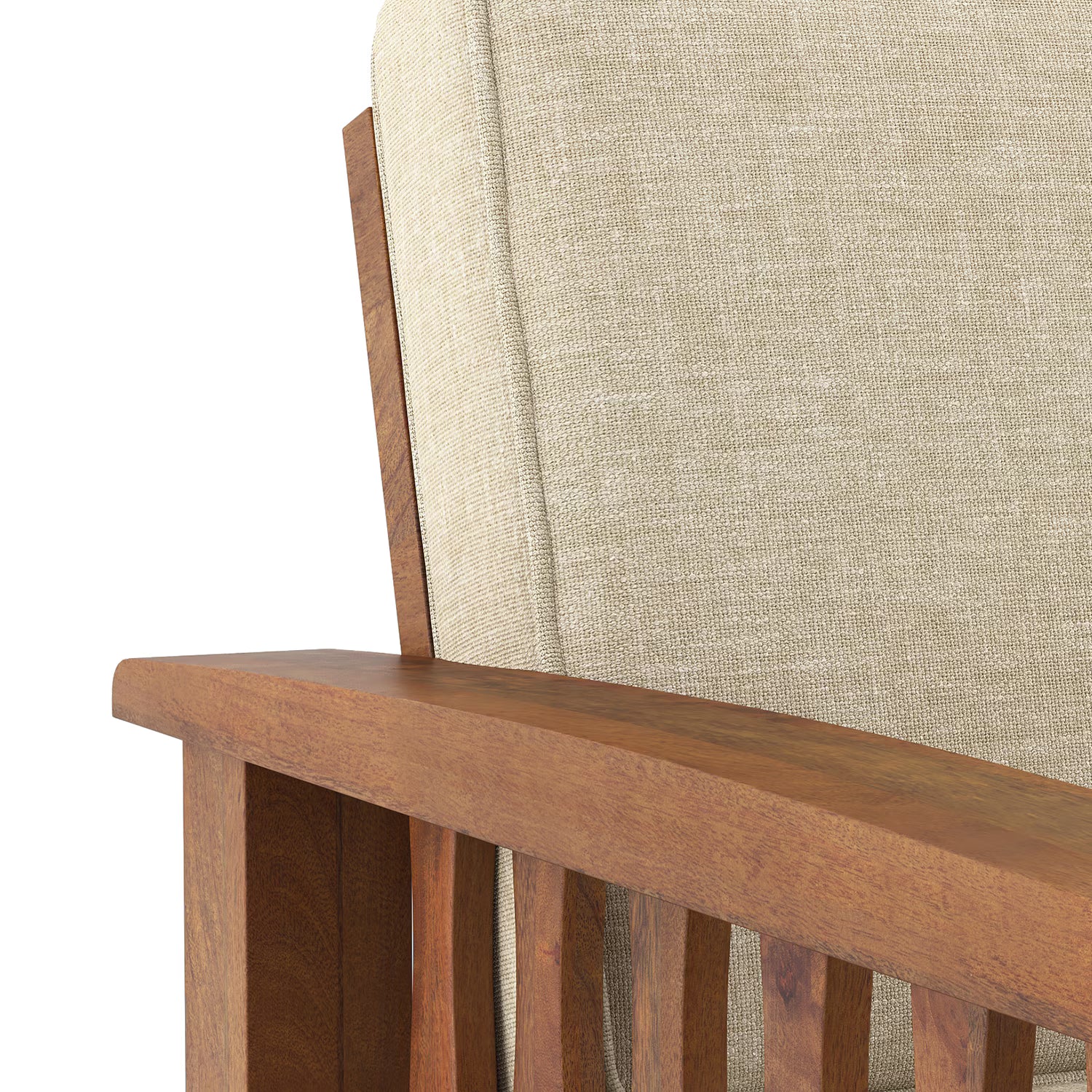 Jackson Wooden Sofa Set in Beige Suede - Luxe Maple - Luxe Maple