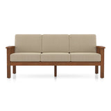 Jackson Wooden Sofa Set in Beige Suede - Luxe Maple - Luxe Maple