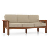 Jackson Wooden Sofa Set in Beige Suede - Luxe Maple - Luxe Maple